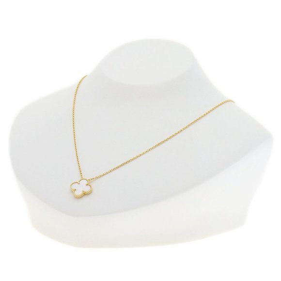 VAN CLEEF & ARPELS Alhambra White Shell Necklace K18 Yellow Gold Women's - Picture 5 of 7